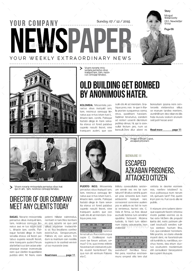 A3 Newspaper Template by spidergraph GraphicRiver
